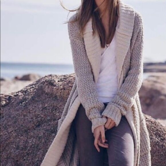 Sleeping on Snow Anthropologie Long Wool Blend Hooded Cardigan Duster Size Small - Picture 1 of 10